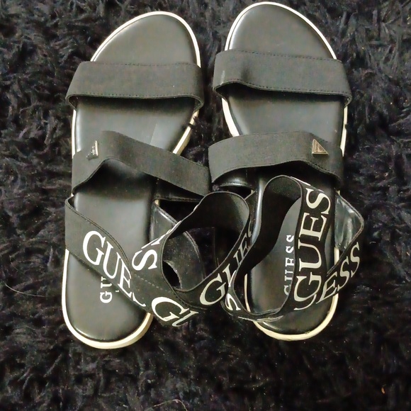 GUESS ANKLE SANDALS black and white size  8.5M. - Picture 3 of 6